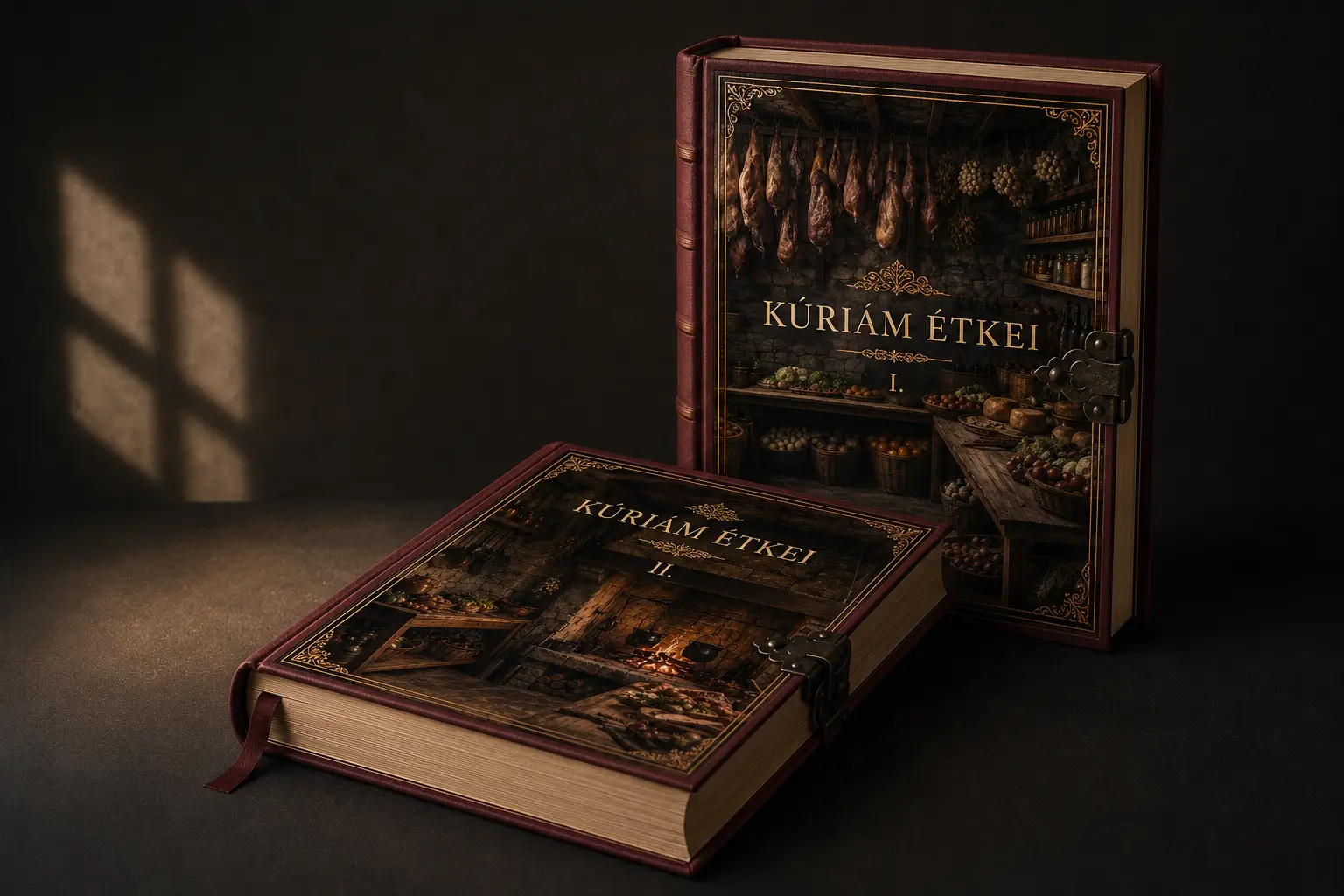 Kúriám Étkei — a két kötet generált látványterve